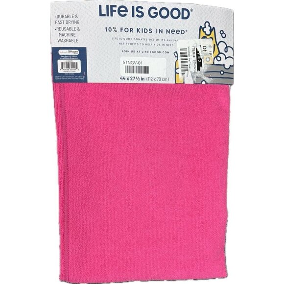 Life Is Good Pink Cowboy Boot Patch Microfiber Finished Edges Pet Drying Towel - Picture 3 of 3